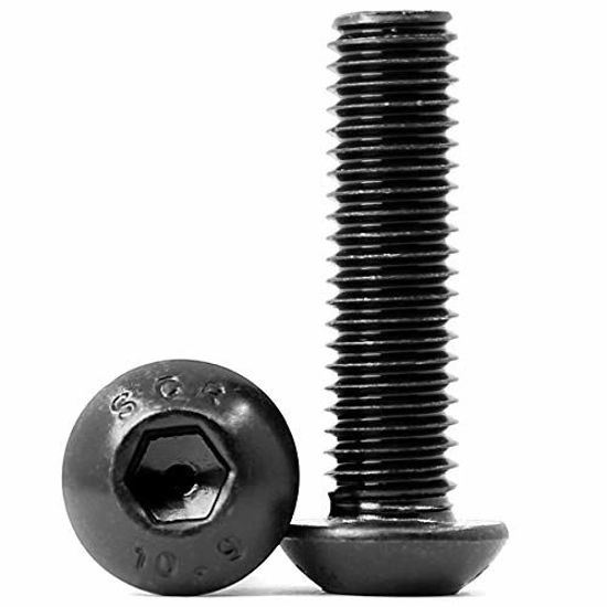 Picture of M6 x 12mm Button Head Socket Cap Screws, 10.9 Grade Alloy Steel, Allen Socket Drive, Black Oxide Finish, Machine Thread, 25 PCS