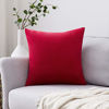 Picture of MIULEE Velvet Pillow Cover Decorative Square Pillowcase Soft Solid Cushion Case for Christmas Sofa Bedroom Car 16 x 16 Inch Red