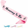 Picture of CORRURE Baby Shower Sash for Girl - 'Mommy to Be' Sash With Beautiful Pink Ribbon and Black Foil Text - Ideal Gender Reveal, Baby Shower, Welcome Baby, Mom to Be or Baby Sprinkle Gift