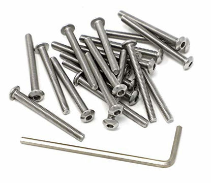 Picture of iExcell 100 Pcs M3 x 30 mm Stainless Steel 304 Hex Socket Button Head Cap Screws Bolts Kit, Thread Pitch 0.5 mm