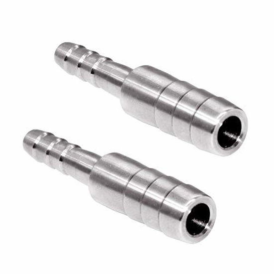 Picture of Beduan Stainless Steel Reducing Splicer Mender Barb, 3/8" to 1/4" Hose Barb, Reducer Barb Fitting Air Water Fuel Boat (Pack of 2)