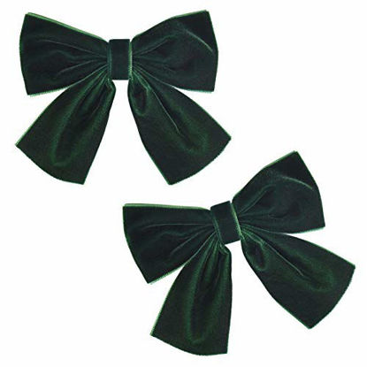 Picture of DEEKA 2 PCS 4" Hand-made Velvet Hair Bows Alligator Clips Hair Accessories for Little Teen Toddler Girls Kids Set of 2 -Green