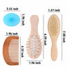 Picture of 4 Piece Baby Hair Brush Set, Natural Soft Goat Bristles, Prevents & Treats Cradle Cap, Wooden Comb, Baby Brush for Massage, Perfect Baby Registry Gift