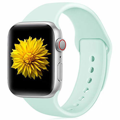 Picture of Taleque Band Compatible with Apple Watch Series 4 40mm Band - Soft Silicone iWatch Series 4 Replacement Strap Wrist Bands for Apple Watch 38mm Series 3 2 1 for Men Women, Mint-Green S/M