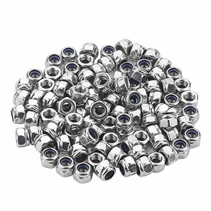 Picture of Favordrory M4 x 0.7mm 304 Stainless Steel Self-Lock Nylon Inserted Hex Lock Nuts, Self Clinching Nuts, 100 PCS