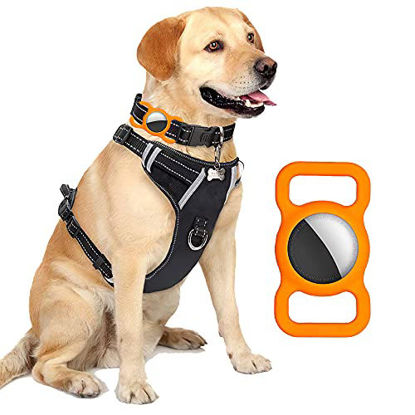 Picture of AirTag Dog Collar Pet AirTags Case Cover, Protective Case for Airtags Finder Scratch Pet Loop Holder for Apple AirTag (Orange)