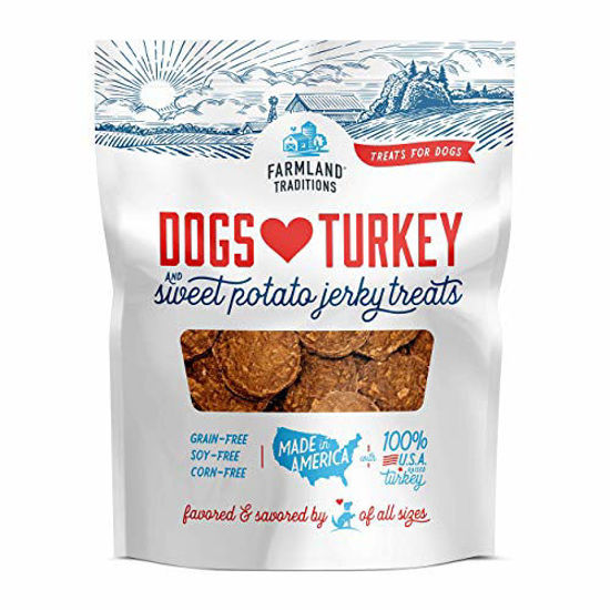 Picture of Farmland Traditions Filler Free Dogs Love Turkey & Sweet Potato Premium Jerky Treats for Dogs, 6 oz. Bag