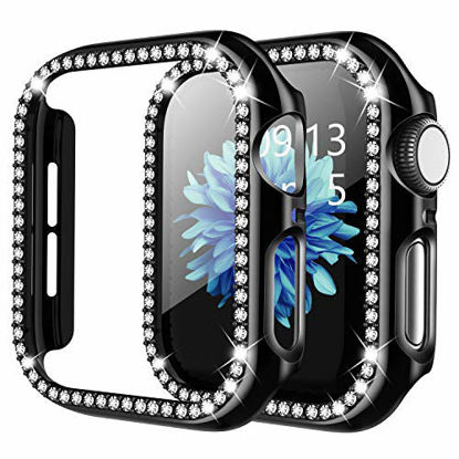 Picture of adepoy Apple Watch Case 44mm Series 6/5/4 SE Bling Rhinestone Apple Watch Protective Case Bumper Frame Screen Protector Case Cover for iWatch Series 44mm Black