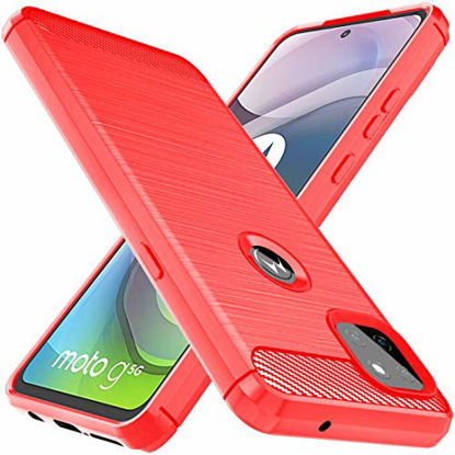 Picture of Osophter for Moto G 5G Case Moto One 5G Ace Case Shock-Absorption Flexible TPU Rubber Protective Cell Phone Cover for Motorola Moto G 5G(Red)