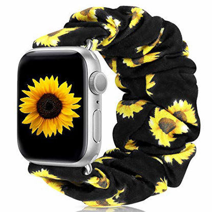 Picture of MEULOT Scrunchie Watch Bands for Women Compatible with Apple Watch Bands Series 4 3 6 5 2 1 SE, Soft Elastic Replacement Wristband for iWatch Bands 38mm 40mm 42mm 44mm (Sunflower 38mm 40mm M)