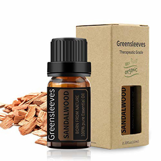 Picture of GREENSLEEVES Sandalwood Essential Oil 10ml , 100% Pure Fragrance Oil, Undiluted Scented Oil