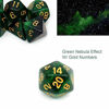 Picture of Haxtec Glitter DND Dice Set 7PCS Polyhedral D&D Nebula Dice for Roleplaying Dice Games as Dungeons and Dragons (Green Black Nebula)