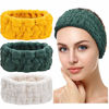 Picture of 3 Pieces Spa Facial Headband for Makeup and Washing Face Women Spa Yoga Sports Shower Facial Head Band Elastic Head Wrap for Girls and Women (Milky-White, Yellow, Dark Green)