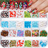 Picture of 24 Grids Christmas Nail Art Slices, Lorvain 3D Polymer Nail Flakes Snowflake Santa Claus Penguin Flake Nail Art Slime Glitter Cute Nail Charms for Women Girls Face Body Crafting Nail DIY Decor (2 Box)