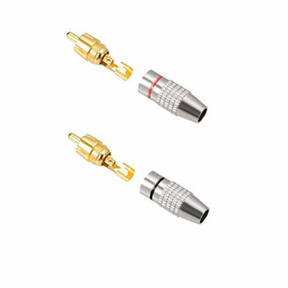 Picture of QMseller RCA Plug Solderless Gold Audio Video Adapter Cable Connector Cable Connector (10 Pack)