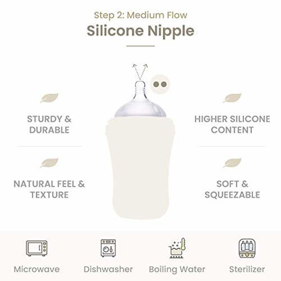 Silicone Baby Bottle Nipples 2 Pack - Anti-Colic, Slow Flow