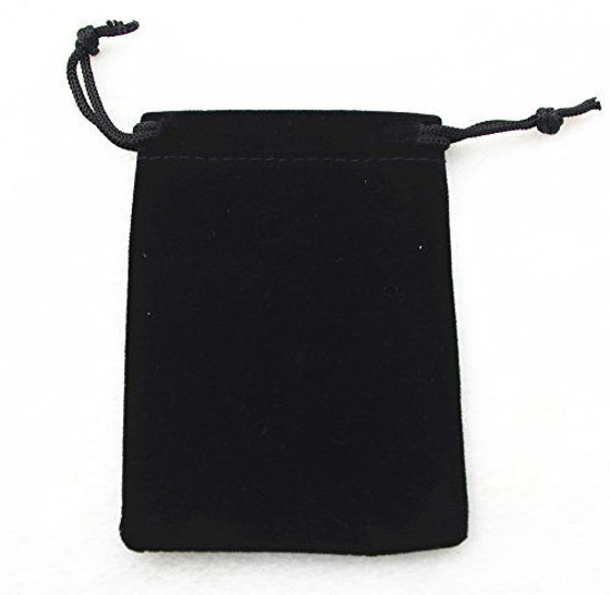 Picture of Pack of 25 Velvet Gift Bags Drawstring Jewelry Pouches Candy Bags Wedding Favors (4" X 3", Black)