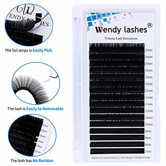 Picture of Eyelash Extension Lashes 7-15mm Length Individual Eyelashes C/D Curl Classic Eyelash Extensions .07 .10 .12 .15mm Lashes Supplies (0.15-D, Mixed 7-15mm)