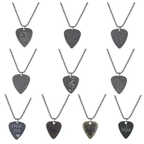 Picture of PUNK Stainless Steel Pick Necklace for Electric Bass Guitar Variety Creative Designs (3A)