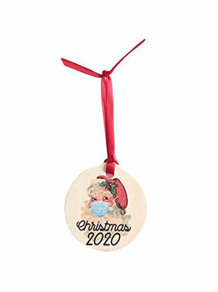 Picture of 2020 Christmas Ornament Quarantine Christmas Wood Ornament Santa Ornament Santa With Mask Christmas 2020 Ornament