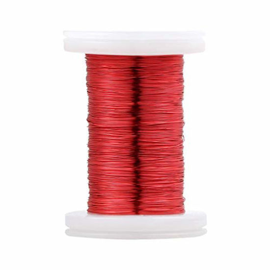 Picture of BNTECHGO 32 AWG Magnet Wire - Enameled Copper Wire - Enameled Magnet Winding Wire - 2 oz - 0.0078" Diameter 1 Spool Coil Red Temperature Rating 155 Widely Used for Transformers Inductors