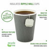 Picture of 8 Ounce Paper Coffee Cups, 25 Ripple Disposable Paper Cups - Leakproof, Recyclable, Gray Paper Hot Cups, Insulated, Matching Lids Sold Separately - Restaurantware