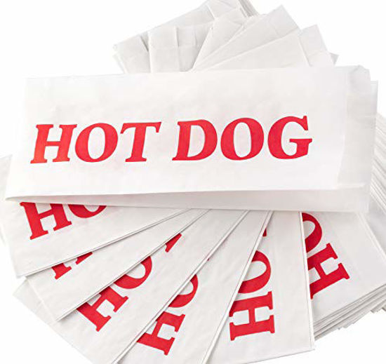 Picture of Eco-Friendly Classic Design Hot Dog Wrapper Sleeves 50 Pack by Avant Grub. Turn a Party into a Carnival with Paper HotDog Bags that Keep Your Fundraiser or Concession Stand Guests Mess-Free!