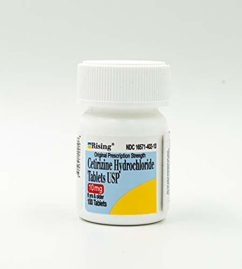 Picture of Rising Pharma - Cetirizine HCL 10 mg - Antihistamine Seasonal Allergy Tablets - 100 tablets