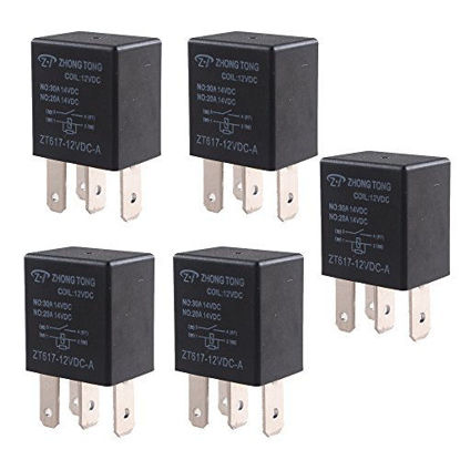 Picture of ESUPPORT Car Heavy Duty Relay Switch 12V 30A SPST 4Pin Waterproof Electrical Automotive Pack of 5