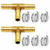 Picture of Da by 2 pcs 5/16"(8mm) Brass Tee Barb Fittings for 3/8" ID Hose,6 pcs Stainless Steel Pipe Clamps,3 Way Union Intersection for Water/Fuel/Air(T)