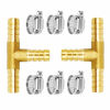 Picture of Da by 2 pcs 5/16"(8mm) Brass Tee Barb Fittings for 3/8" ID Hose,6 pcs Stainless Steel Pipe Clamps,3 Way Union Intersection for Water/Fuel/Air(T)