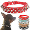 Picture of PETCARE Spiked Dog Collar Red Soft Pu Leather Funny Mushrooms Rivet Spike Studded Puppy Adjustable Outdoor Dog Collars for Small Medium Large Dogs Cats