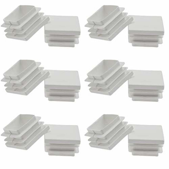 Picture of Suiwotin 12Pack 32mm (1 1/4 Inch) Square White Plastic Plug, Square Tubing End Caps, Tubing Post End Cap for Square Tubing/White Plastic Square Plugs (White)