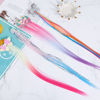 Picture of HIFOT 6PCS Braiding Hair Extensions Colored Straight Wigs for Girls, Unicorn Mermaid Rainbow Hair Bow Hair Accessories Neon Ombre Braiding Hair Clips, Banquet Party