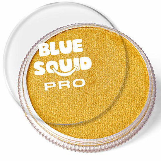 Picture of Blue Squid PRO Face Paint - Metallic Gold (30gm), Quality Professional Water Based Single Cake, Face & Body Makeup Supplies for Adults, Kids & SFX