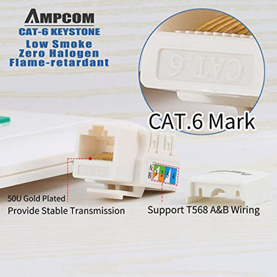 Picture of 5-Pack CAT6 Keystone Jack,AMPCOM Snap-in RJ45 Punch-Down Cat.6 Keystone Module Adapter 100/1000 Mbps |UTP|Compatible with CAT.5/CAT.5e/CAT.6