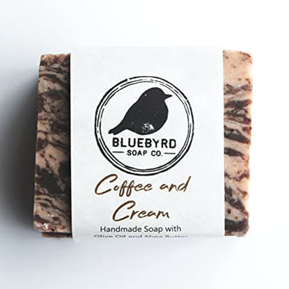 Picture of BLUEBYRD Soap Co. Coffee and Cream Exfoliating Soap Bar for Women | Coffee Lovers Bath Soap Gift | Exfoliate Naturally with Coffee Grounds| Goat Milk Soap Bars - For Eczema, Psoriasis & Dry Sensitive Skin. | All Natural Soap For Women (COFFEE)