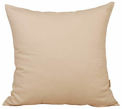 Picture of TangDepot Handmade Decorative Solid 100% Cotton Canvas Throw Pillow Covers/Pillow Shams, (12"x12", Cream)