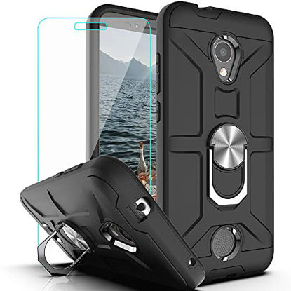 Picture of Coolpad Legacy S Case with HD Screen Protector YmhxcY 360 Degree Rotating Ring Kickstand Holder Dual Layers of Shockproof Phone Case for Coolpad Legacy S-ZS Black