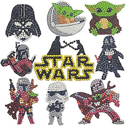 Picture of Diamond Painting Stickers Kits for Kids Star Wars, Paint by Numbers Diamonds for Adult Beginners,DIY 5D Hero Diamond Art Mosaic Stickers by Numbers Kits - 9 Pieces (Mandalorian)