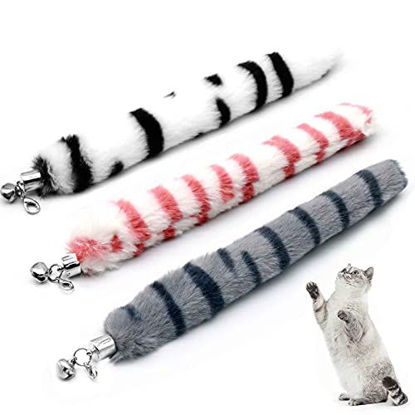 Picture of LASOCUHOO Cat Worm Toys, (3 Packs) Interactive Cat Wand Replacement, Cat Wand Refill Attachments for Indoor Cats