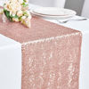 Picture of Hahuho 12x108 Inch Sequin Table Runner Rose Gold Glitter Table Runner for Party, Wedding, Bridal Baby Shower, Event Decorations1PC, 12x108 Inch, Rose Gold