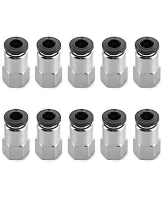 Picture of QWORK 10 Pack Pneumatic Push to Connect Air Fittings, 1/4" Tube OD x 1/8" NPT Female, Push in Connectors Air Line Quick Connect Fitting Air Hose Fittings