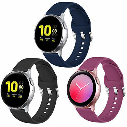 Picture of Lerobo Compatible with Samsung Galaxy Watch Active 2 Bands 40mm 44mm, Galaxy Watch 3 Bands 41mm, Active Bands, Galaxy Watch Bands 42mm, 20mm Silicone Bands Sport Replacement Strap,3 Pack,Small