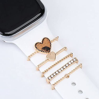 Picture of 5 Pieces/set Decorative Metal Ring Loops for Apple Watch Series 7 / 6 /5/4/3/2/1 Band Silicone Strap , Tomcrazy Sparkling Diamond Watchband Accessories for iwatch 45mm 41mm 44mm 40mm 42mm 38mm Bracelet (#2)