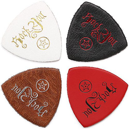 Picture of Anwenk Ukulele Picks Leather Ukulele Bass Picks Soft Genuine Leather Top Grade Multi-Color,4 Pack