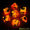 Picture of Bescon Two-Tone Glow-in-The-Dark Polyhedral Dice Set HOT Rocks, Luminous RPG Dice Set d4 d6 d8 d10 d12 d20 d% Brick Box Pack