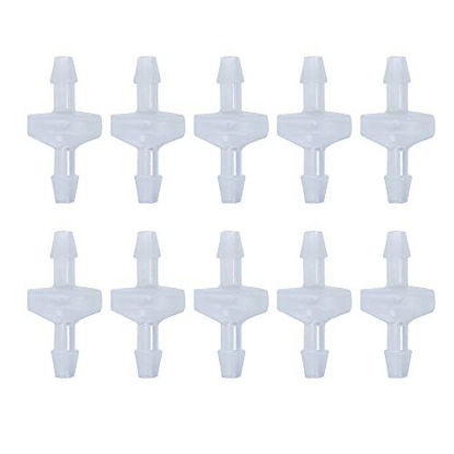 Picture of 10 Pack 1/4 inch Plastic Check Valve, One Way Barb Hose Inline Non Return For Fuel, Oil, Water, Air (1/4 inch)