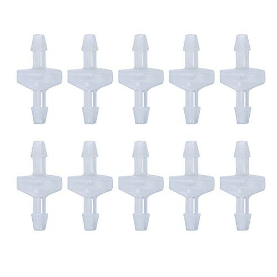 Picture of 10 Pack 1/4 inch Plastic Check Valve, One Way Barb Hose Inline Non Return For Fuel, Oil, Water, Air (1/4 inch)