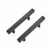 Picture of Ravinte 3 Pack 5 inch Square Cabinet Pulls Matte Black Stainless Steel Kitchen Drawer Pulls Cabinet Handles 5Length, 3 Hole Center